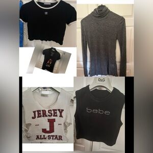 😍🥰 Orig$85  4for1 price SexyJersey All-star distressed  crop /Bebe Not included